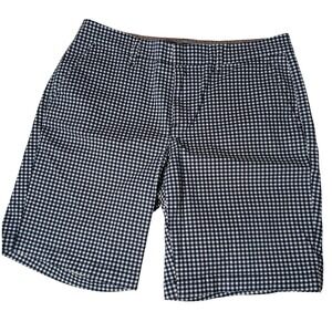 Tommy Hilfiger Womens Navy White Gingham Chino Shorts Size 6 Stretch Preppy